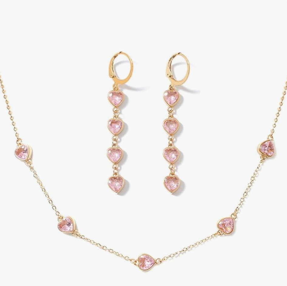 Blushing Pink Heart Crystal Set