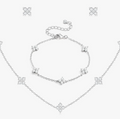 Silver Crystal Quadrant Clover Set