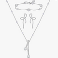 Silver Pavé Bow & Drop Pearl Set