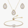 Gold Halo Teardrop Crystal Set