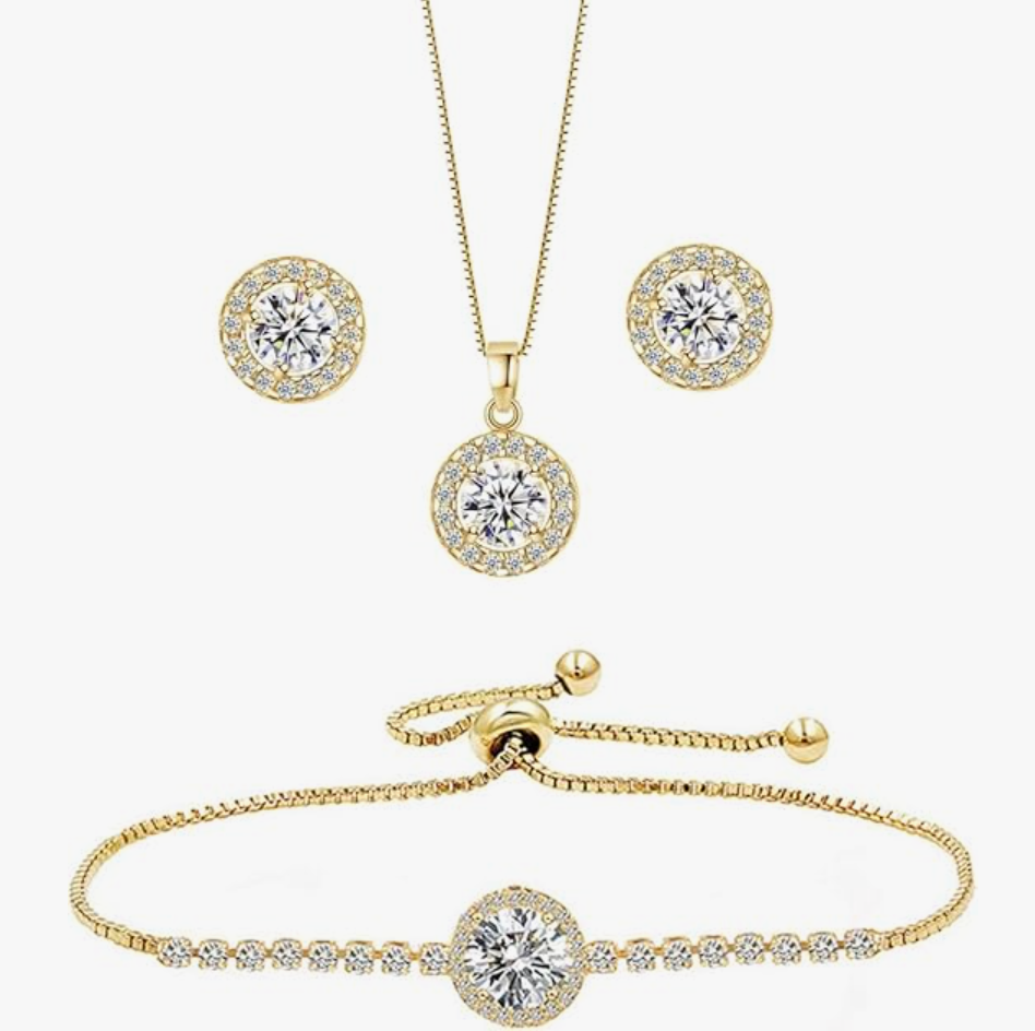 Gold Halo Solitaire Round Set